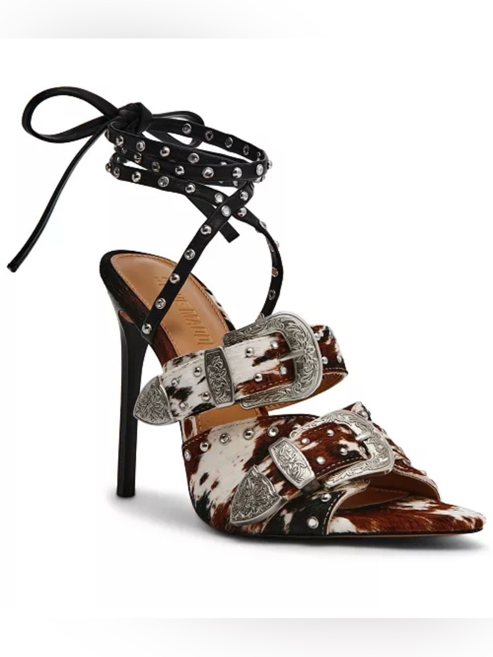 Steve Madden Saddle-H Western Buckled High-Heel Dress Sandals